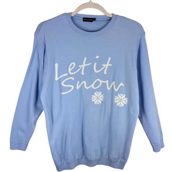 Pretty Little Think Blue White Tight Knit Let It Snow Pullover Sweater Size XXL - Picture 1 of 4